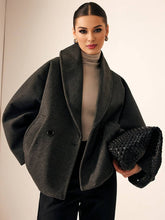 Aurohaya Women’s Wool Blend Coat with Buttons & Pockets Oversized Casual Chic Blazer for Fall Winter